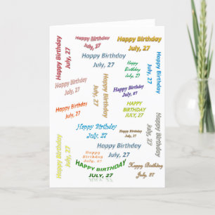 Glückwunschkarte 27. Juli, Geburtstag Karte