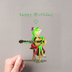 Glückwunschkarte Frosch spielt Gitarre Lustig Acryleinladungen