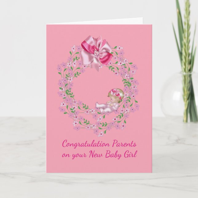 Glückwunschkarte für Eltern des neuen Baby Girl Karte (Vorderseite)