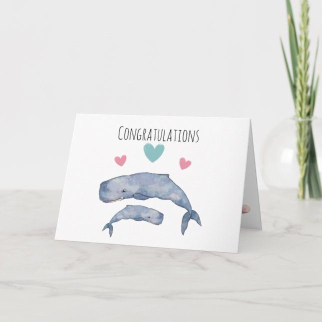 Glückwunschkarte für Mutter und Baby Whale Dankeskarte (Vorderseite)