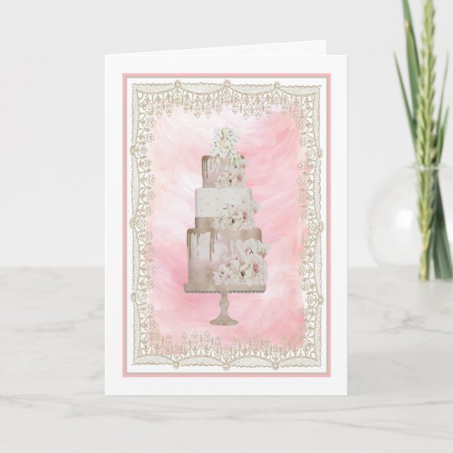 Glückwunschkarte Hochzeit mit schönem Kuchen Karte (Vorderseite)
