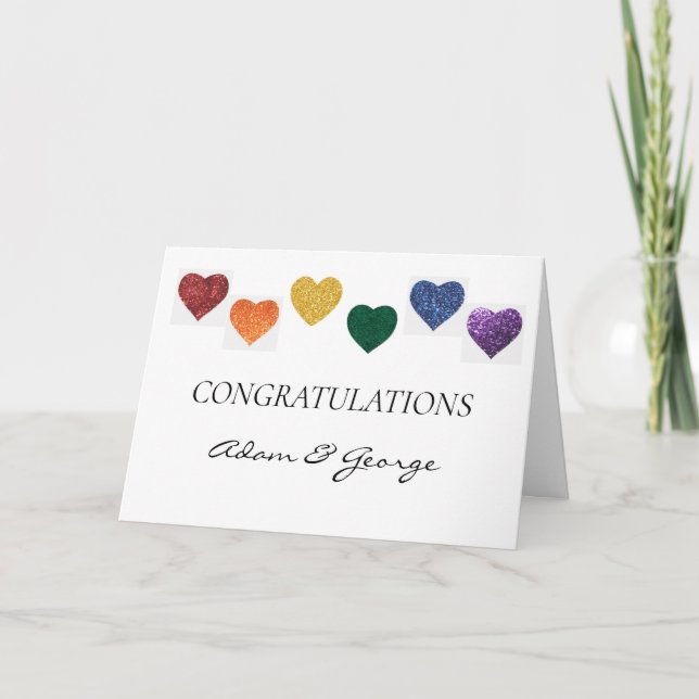 Glückwunschkarte - LGBTIQ Rainbow Pride Hearts Karte (Vorderseite)