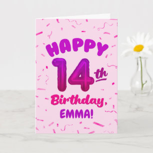 Glückwunschkarte zum 14. Geburtstag mit individuel Karte