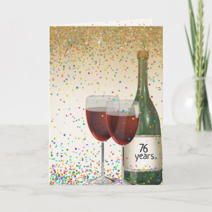 Glückwunschkarte zum 76. Hochzeitstag mit Wein Karte