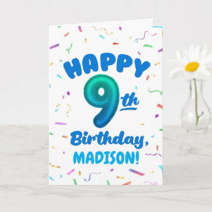 Glückwunschkarte zum 9. Geburtstag mit individuell Karte