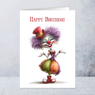 Glückwunschkarte zum Geburtstag für eine Clown-Dam Karte