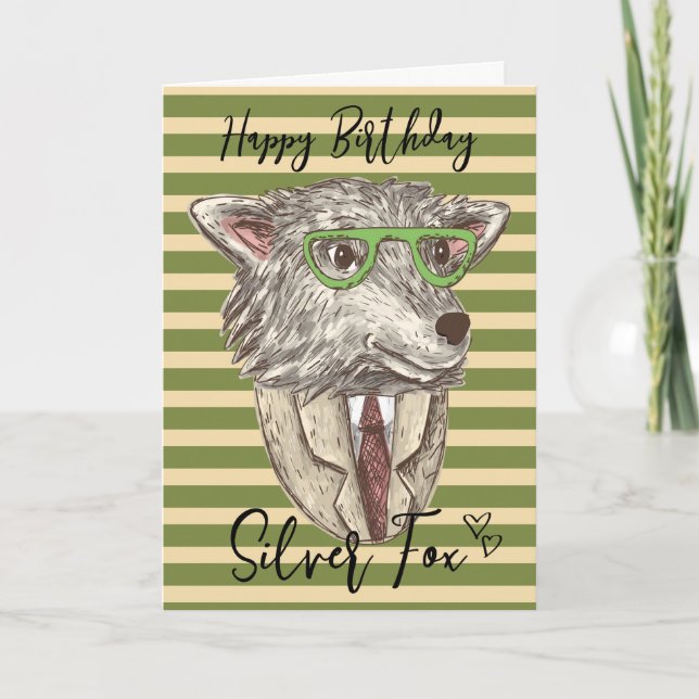 Glückwunschkarte zum Geburtstag lustigen Silberfuc Karte (Vorderseite)