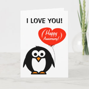 Glückwunschkarte zum Jahrestag mit süßem Pinguin Karte