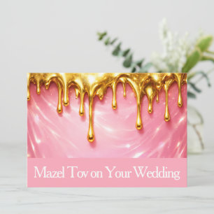 Glückwunschkarte zur Hochzeit, Rosa tropfendes Gol Einladung