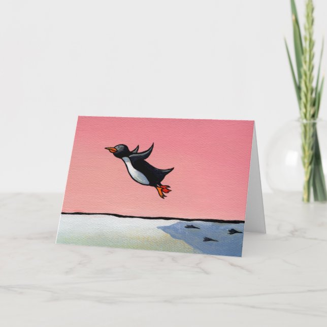 Glückwunschkarten-Pinguin-Kunst ewiger Optimist Karte (Vorderseite)