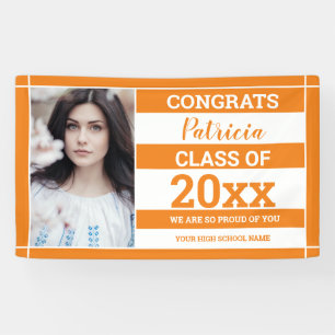 Glückwunschs Grad 2022 Foto Abschluss Orange White Banner