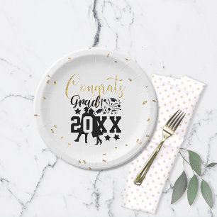Glückwunschs Grad 20XX Imitats Glitzer Confetti Pappteller