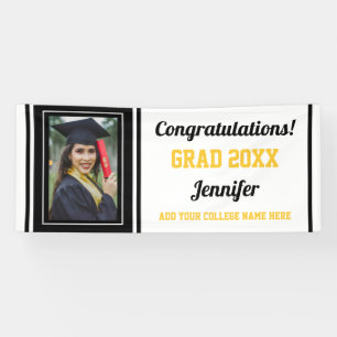 Glückwunschs Grad Black Gold White Foto Abschluss Banner