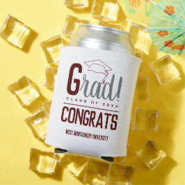 Glückwunschs Grad Cap Maroon und Gray Dosenkühler