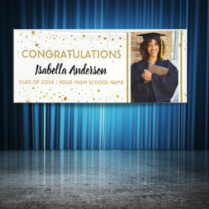 Glückwunschs Grad Gold Confetti Foto Abschluss 202 Banner