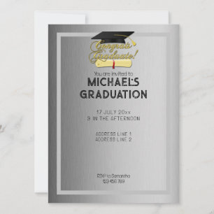 Glückwunschs Graduate eleganter grauer Abschluss Einladung
