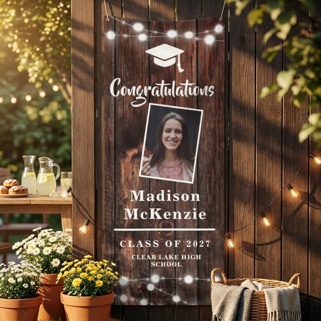 Glückwunschs Graduation Party Rustic Modern 2 - Fo Banner (Von Creator hochgeladen)
