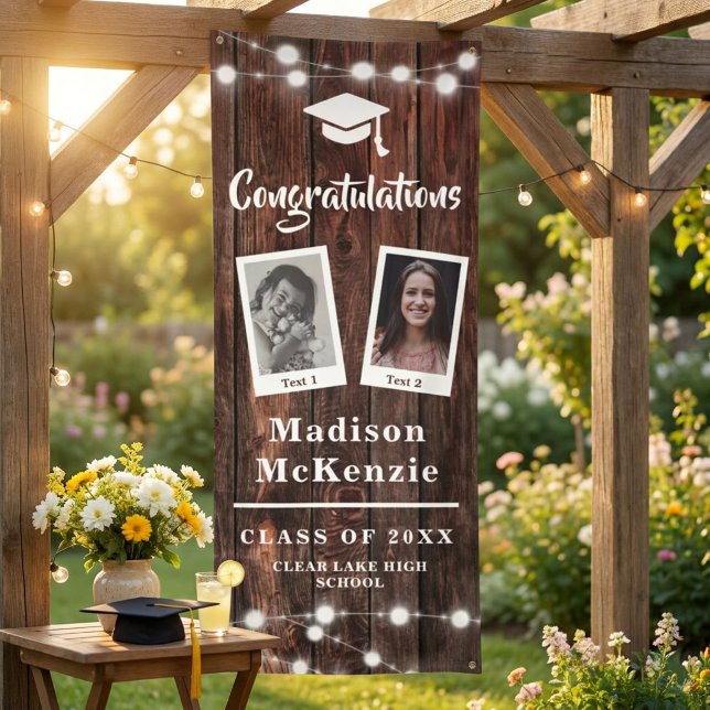 Glückwunschs Graduation Party Rustic Modern 2 - Fo Banner (Von Creator hochgeladen)