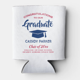 Glückwunschs Graduierungsparty Modernes Rotes Weiß Dosenkühler