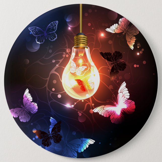 Glühbirne mit Nachtschmetterlingen Button (Vorderseite)