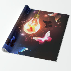 Glühbirne mit Nachtschmetterlingen Geschenkpapier