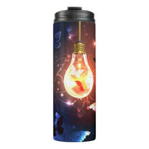 Glühbirne mit Nachtschmetterlingen Thermosbecher
