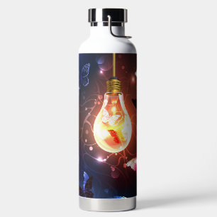 Glühbirne mit Nachtschmetterlingen Trinkflasche