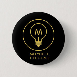 GLÜHbirne-MONOGRAMM-LOGO auf SCHWARZ für ELEKTRIKE Button