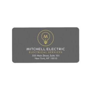 GLÜHBIRNE-MONOGRAMM-LOGO für ELEKTROINSTALLATEURE Adressaufkleber