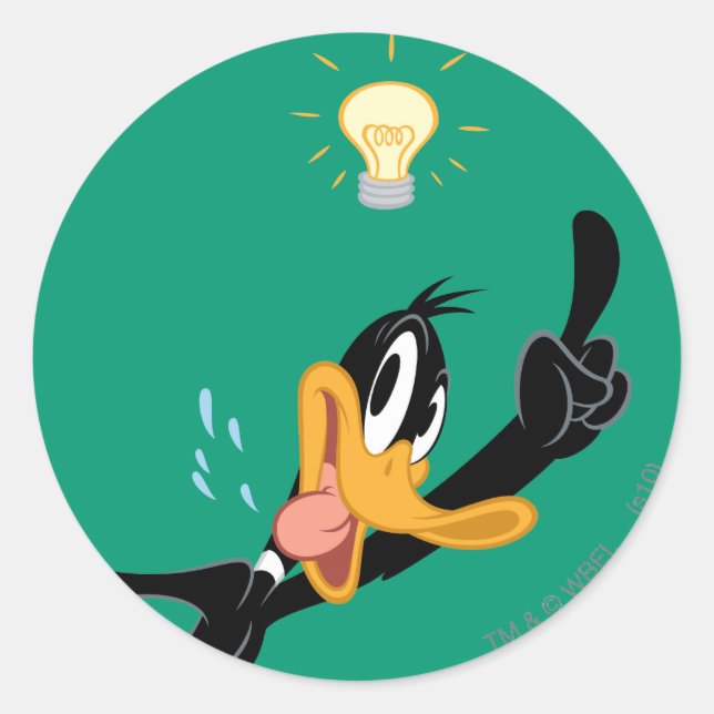Glühbirne über dem Kopf von DAFFY DUCK™ Runder Aufkleber (Vorderseite)