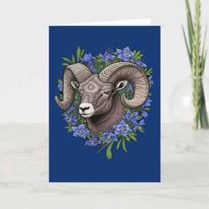 Glühbirne und blaue Colorado Kolumbin Blume Feiertagskarte