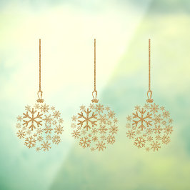 Glühbirnen aus Snowflake, Goldglas, Glitzer aus dr Fensteraufkleber
