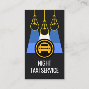 Glühbirnen, die nachts leuchten Taxi-Service Visitenkarte