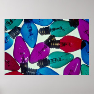 Glühbirnen in verschiedenen Farben Poster