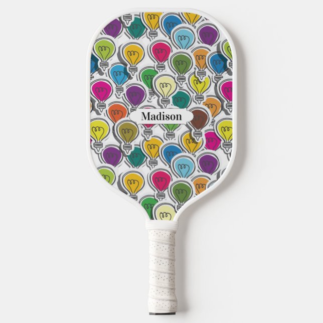 Glühbirnen Muster individuelle Name Pickleball Schläger (Vorderseite)
