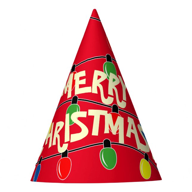 Glühbirnen Weihnachts-Party-Papierkegel Hüte Partyhütchen (Vorderseite)