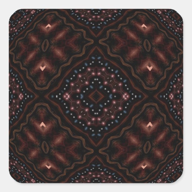 Glühen Dunkelheit Kaleidoscope Mandala Quadratischer Aufkleber (Vorderseite)