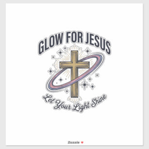 Glühen für Jesus Christliches Kreuz Vintage Vektor Aufkleber