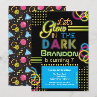 Glühen im dunklen, kinderblauen Party Einladung
