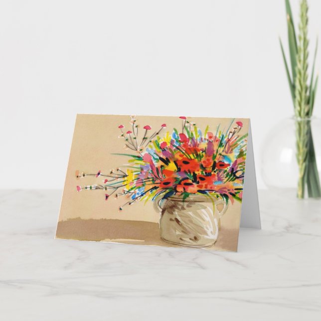 Glühen von Bouquet in Stone Jar Karte (Vorderseite)