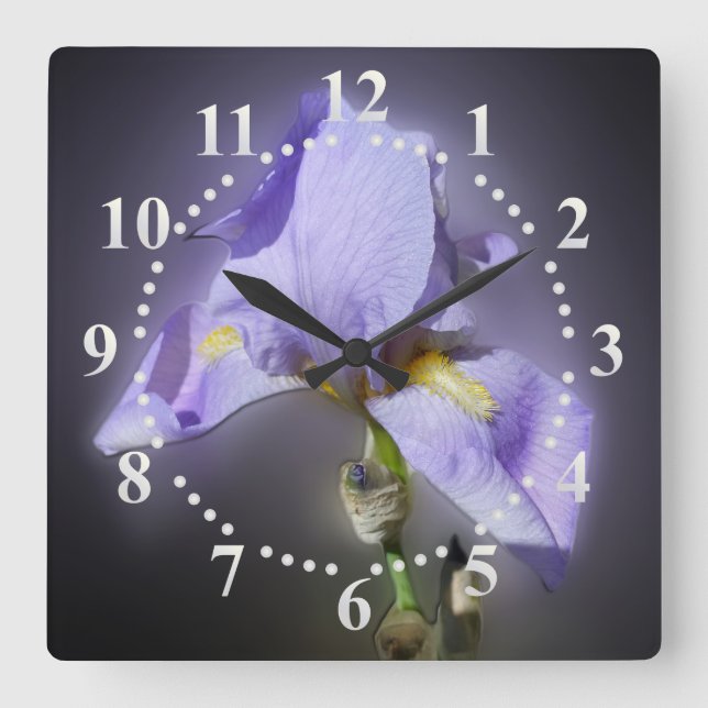 glühend lila quadratische wanduhr (Vorderseite)