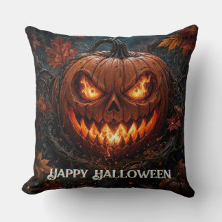 Glühendäugiger Kürbis Frohes Halloween Herbst Kissen
