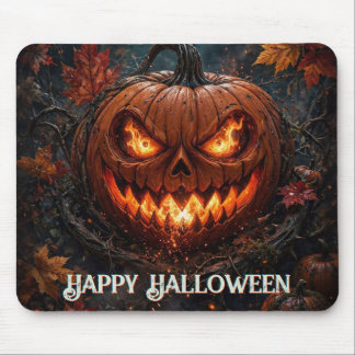 Glühendäugiger Kürbis Frohes Halloween Herbst Mousepad