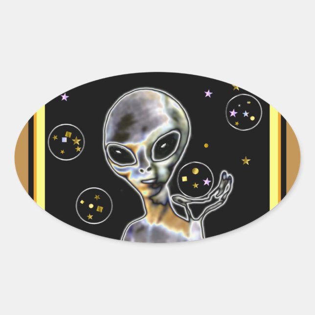 Glühende Alien - Ovaler Aufkleber (Vorderseite)