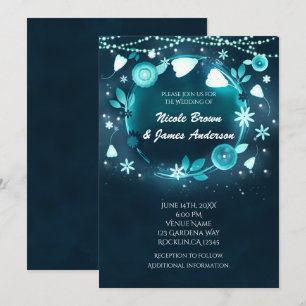 Glühende Blume Night Whimsical Garden Hochzeit Einladung