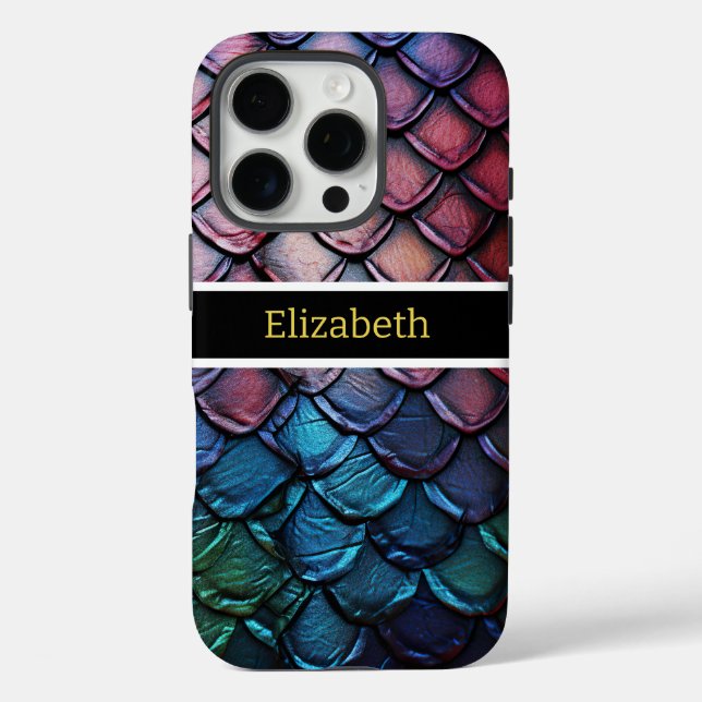 Glühende, bunte Snakeskin in natürlichem Licht iPhone 16 Pro Hülle (Rückseite)