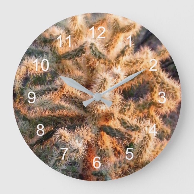 Glühende Cholla Große Wanduhr (Vorderseite)