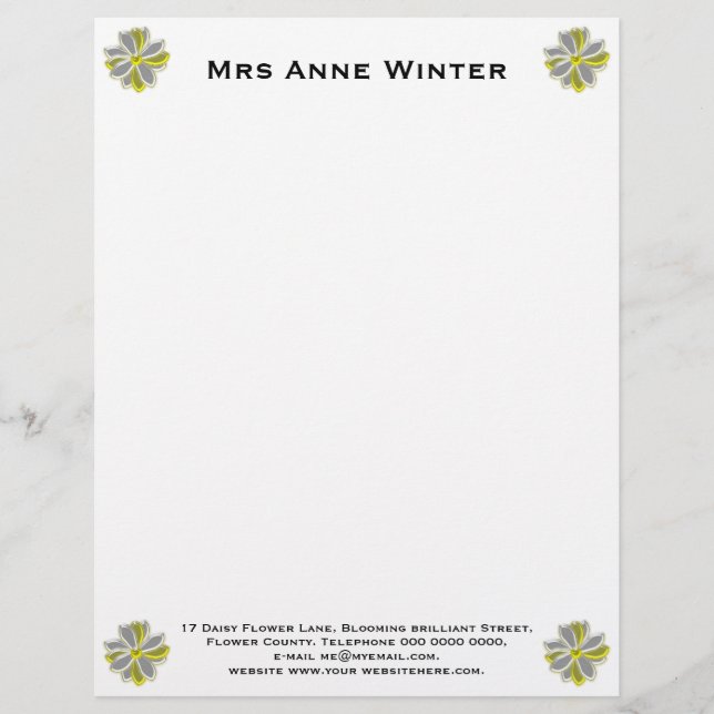 Glühende Daisy-Blume, anpassbarer Letterhead Briefkopf (Vorderseite)