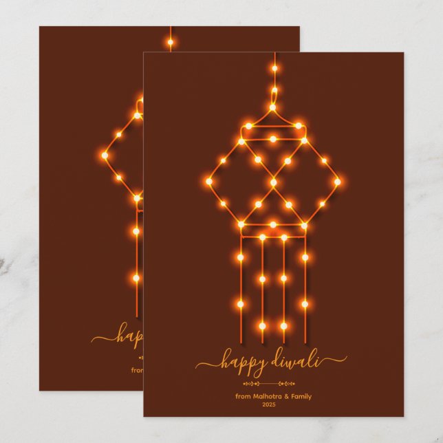 Glühende Diwali-Signalleuchten Feiertagskarte (Vorne/Hinten)