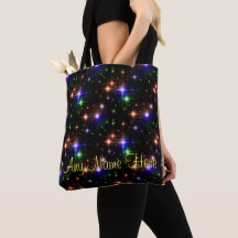 Glühende farbenfrohe Sterne Trendschwarze Carryall